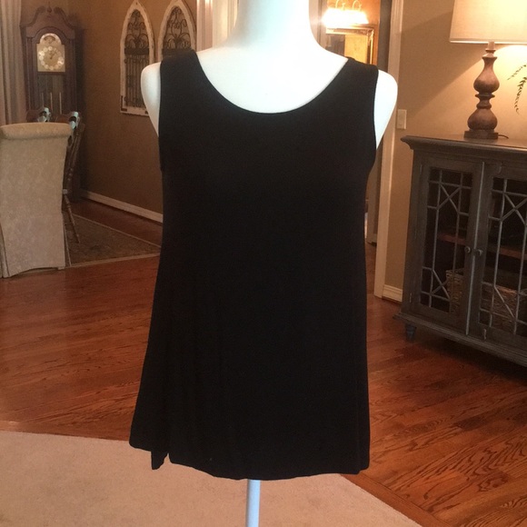 Paraphrase Tops - Black Modal Spandex blend hi lo detailing tank top
